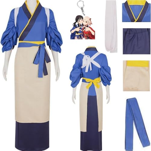HSZCSMGS Nishikigi Chisato Cosplay Kostüm Top Rock Perücke Set Inoue Takina Cosplay Kostüm Lycorisrecoil Kostüm Halloween-Party (Blau, L) von HSZCSMGS