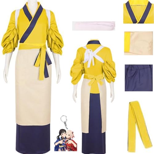 HSZCSMGS Nishikigi Chisato Cosplay Kostüm Top Rock Perücke Set Inoue Takina Cosplay Kostüm Lycorisrecoil Kostüm Halloween-Party (Gelb, L) von HSZCSMGS