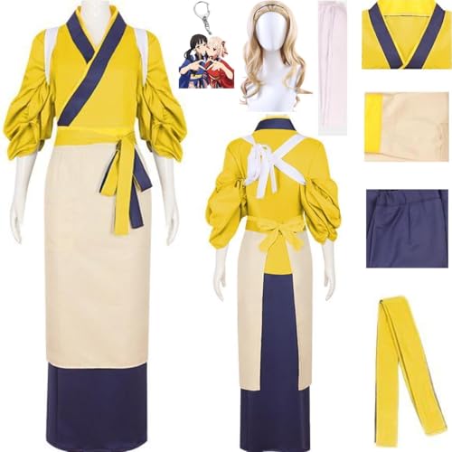 HSZCSMGS Nishikigi Chisato Cosplay Kostüm Top Rock Perücke Set Inoue Takina Cosplay Kostüm Lycorisrecoil Kostüm Halloween-Party (Gelb + Perücke, XXXL) von HSZCSMGS