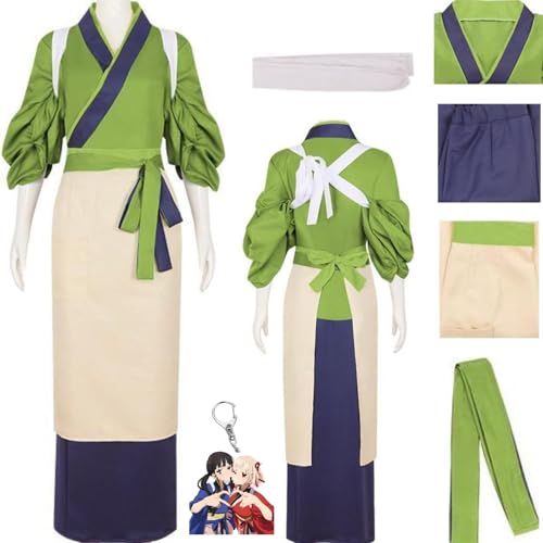 HSZCSMGS Nishikigi Chisato Cosplay Kostüm Top Rock Perücke Set Inoue Takina Cosplay Kostüm Lycorisrecoil Kostüm Halloween-Party (Grün, XXXL) von HSZCSMGS