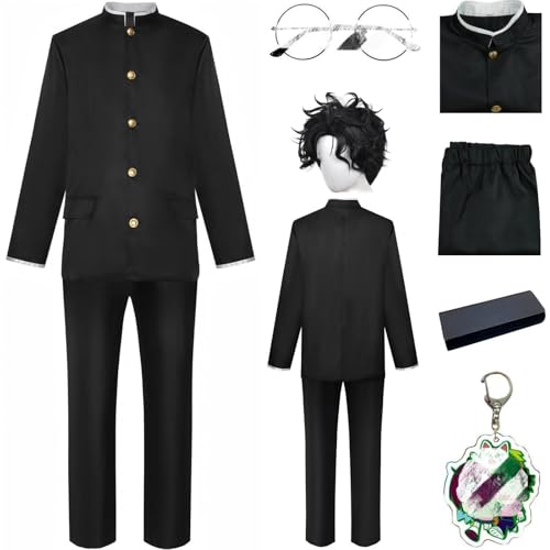 HSZCSMGS Okarun Cosplay Kostüm Top Hosen Okarun Perücke Set Kentakakura Cosplay Kostüm Halloween-Party (Blau + Perücke, XXL) von HSZCSMGS