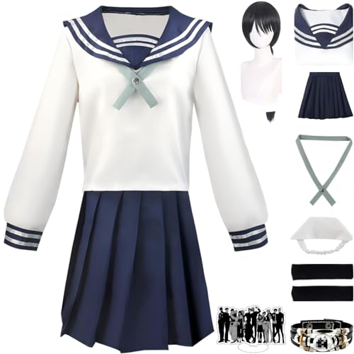 HSZCSMGS Riko Amanai Cosplay Kostüm Kurzen Rock Top Perücke Set Iori Utahime Cosplay Kostüm Halloween-Party (Weiß + Perücke, XXXL) von HSZCSMGS