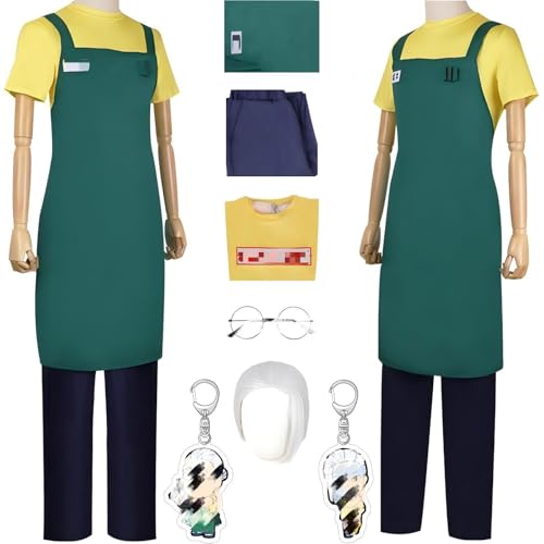 HSZCSMGS Sakamotodays Cosplay Kostüm T-Shirt Hosen Perücke Set Sakamototaro Cosplay Kostüm Halloween-Party (Gelb + Perücke, M) von HSZCSMGS