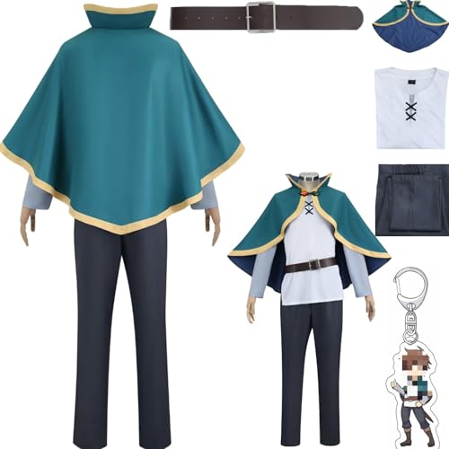 HSZCSMGS Satou Kazuma Cosplay Kostüm Hosen T-shirt Satou Kazuma Perücke Set Konosuba Cosplay Kostüm Halloween-Party (Blau, XXL) von HSZCSMGS