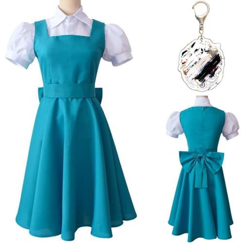 HSZCSMGS Tendou Akane Cosplay Kostüm Kleid Schlüsselanhänger Set Halloween Party Ranma 1/2 Cosplay Kostüm (Blau, S) von HSZCSMGS