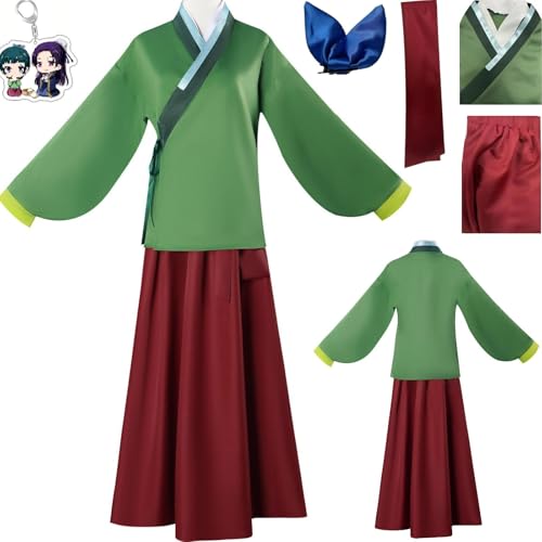 HSZCSMGS The Apothecary Diaries Cosplay Kostüm Top Rock Maomao Perücke Set Maomao Cosplay Kostüm Halloween Party (Rot, L) von HSZCSMGS