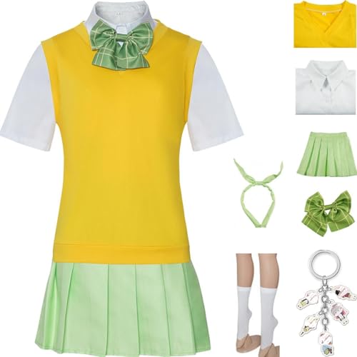 HSZCSMGS The Quintessential Quintuplets Cosplay Kostüm Rock Shirt Wig Set Nakano Ichika Cosplay Kostüm Halloween-Party (Gelb, XS) von HSZCSMGS