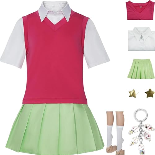 HSZCSMGS The Quintessential Quintuplets Cosplay Kostüm Rock Shirt Wig Set Nakano Ichika Cosplay Kostüm Halloween-Party (Rot, XXXL) von HSZCSMGS