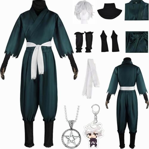 HSZCSMGS Yuzuriha Cosplay Kostüm Top Hosen Zubehör Perücke Set Hellsparadise Cosplay Kostüm Halloween-Party (Blau + Perücke, XXXL) von HSZCSMGS