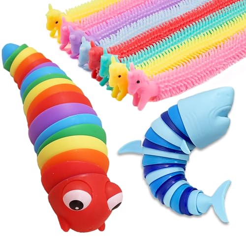 2 Stück Fidgets Slug Spielzeug und 6er Pack Einhorn Stretchy String Spielzeug, Raupe Dekompression Ozean Hai, Fidget Toys Dekompression Spaß Autismus ADHD 2 Stück Fidgets Slug Spielzeug und 6er Pack Einhorn Stretchy String Spielzeug, Raupe Dekompression Ozean Hai, Fidget Toys Dekompression Spaß Autismus ADHD von HTGWCG