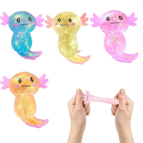 4 Stück Squeeze Toy, Axolotl Spielzeug Stress Relief, Axolotl für Kinder und Erwachsene, Squeeze Ball für Party, Geburtstags Toy Zappelspielzeuge Stress Toy für Kinder und Erwachsene von HTGWCG