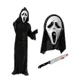 Blutende Scream-Maske mit blutigem Kunststoffmesser, Halloween-Kostüm, Fahrradständer, höhenverstellbar, 55,9 - 73,9 cm von HTGWCG
