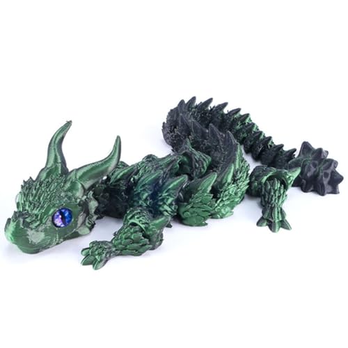HTGWCG 3D Gedrucktes Drache, Beweglicher 3D Drache Figuren Realistische Beweglicher Drachen rwachsene Kinder Geschenke Spielzeug fur Home Desk Decor Ornament (Laser Schwarz Grün) von HTGWCG