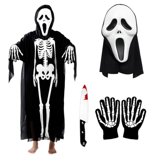 Halloween Scream Costume Ghostface Kostüm mit Scream Mask und Handschuhe und Messer für Adult Halloween Karneval Faschings Cosplay Mottoparty Halloween Scream Costume Ghostface Kostüm mit Scream Mask und Handschuhe und Messer für Adult Halloween Karneval Faschings Cosplay Mottoparty von HTGWCG