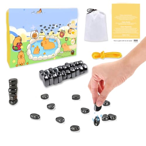 Magnetisches Schachspiel, Pädagogisches Steinbrettspiel mit 20 Magnet Steine Spielseil, Partyzubehör für Familientreffen und Reiseschach-Set für Erwachsene Kind(Capybara Box) von HTGWCG