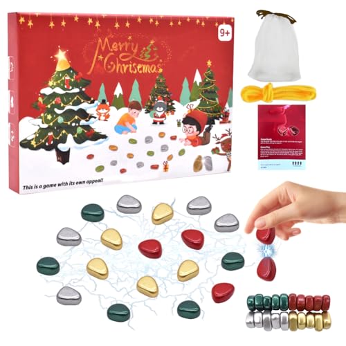 Magnetspiel, Weihnachten Magnetisches Schachspiel, Tisch Magnetspiel, Magnetschach für Partyzubehör,Tragbares Schachbrett-Party Für Familientreffen(Farbige Schachstücke) von HTGWCG