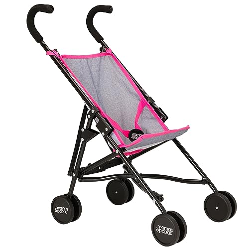 Mamas & Papas Babypuppenwagen für Kinder | Leichter rosa Kinderwagen mit Regenschirmfalte | Kleinkind-Rollenspiel-Buggy & Kinderwagen | Grau & Rosa Puppenwagen für Mädchen & Jungen ab 3 Jahren von HTI