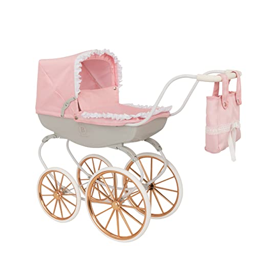 Bella Rosa Cambridge Kinderwagen | Pink Traditioneller Kutschenwagen Puppenwagen Roségold Räder | Kinderreisesystem mit passendem Kissen und Decke | von HTI