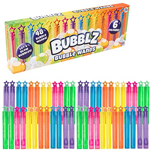 Bubblz 48er Pack Seifenblasen Kinder Set | Mehrfarbige Mischung mit Seifenblasenstäben | als Mitgebsel Kindergeburtstag | Geeignet für ab 3 Jahren Bubblz 48er Pack Seifenblasen Kinder Set | Mehrfarbige Mischung mit Seifenblasenstäben | als Mitgebsel Kindergeburtstag | Geeignet für ab 3 Jahren von HTI