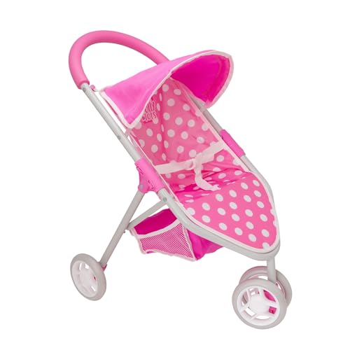 Dolly Tots Jogger Puppen Kinderwagen | Puppen Buggy | Baby Doll Kinderwagen | Kinder Puppe Kinderwagen Spielzeug Einfach Falten Kinderwagen | Rollenspiel Puppen Kinderwagen | Verstellbare Kapuze | 3+ von HTI