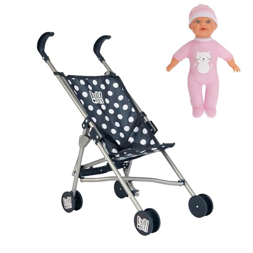 Dolly Tots Marineblauer Puppenbuggy mit Puppe | Spielzeug-Puppenwagen | Baby Puppen-Kinderbuggy | Kinder Puppenwagen mit Schirm-Faltmechanismus | Inklusive passender Puppe | Puppenbuggy für Kinder Dolly Tots Marineblauer Puppenbuggy mit Puppe | Spielzeug-Puppenwagen | Baby Puppen-Kinderbuggy | Kinder Puppenwagen mit Schirm-Faltmechanismus | Inklusive passender Puppe | Puppenbuggy für Kinder von HTI