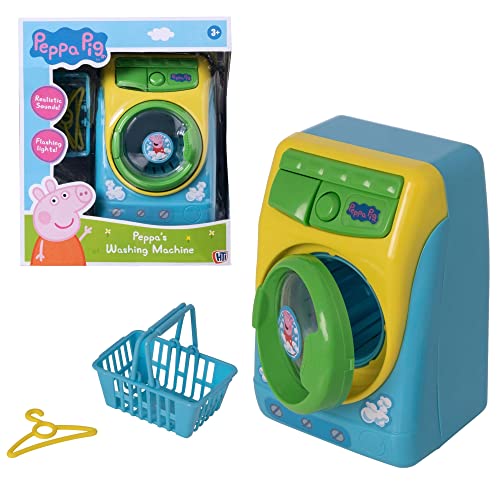 HTI Peppa Wutz Waschmaschinenspielzeug | Interaktives Kinderspielzeug | Spielzeug-Waschmaschine mit Peppa-Wutz-Thema | Realistische Geräusche und blinkende Lichter | Geeignet für Kinder ab 3 Jahren von HTI