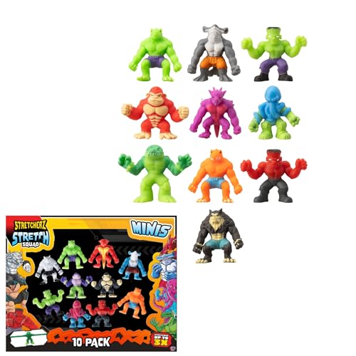 HTI Stretcherz Mini Stretch Squad Set mit 10 Teilen | Squishy Fidget Spielzeug für Stress- & Angstabbau | Sensorisches Spielzeug für Kinder | Beruhigend & ideal als Partygeschenke | Ab 3 Jahren. von HTI