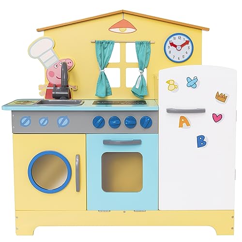 Peppa Pig Holz-Familienküche | Pretend Küche mit Ofen, Kühlschrank, Spüle und vielem mehr | Kinder-Küchenset mit Zubehör | Pretend Cooking Playset | Lernspiel-Set | 2+ von HTI