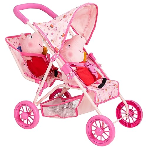Peppa Pig Tandemkinderwagen Rosa | Faltbarer Kinderwagen für Puppen Spielzeug | Faltbarer Regenschirm | Rollenspiel für Kinder | Puppenwagen Zubehör | ab 3 Jahren Peppa Pig Tandemkinderwagen Rosa | Faltbarer Kinderwagen für Puppen Spielzeug | Faltbarer Regenschirm | Rollenspiel für Kinder | Puppenwagen Zubehör | ab 3 Jahren von HTI