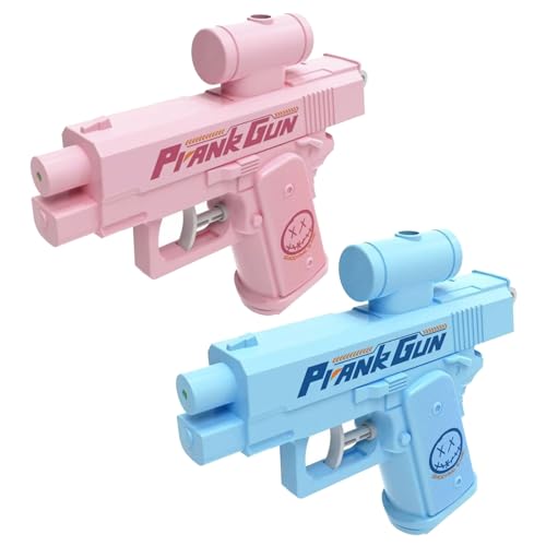 HTIKH Prank Two-Way Water Gun, Prank Squirt Gun, Reverse Water Guns, Creative Pranks Battle Toy Waters Guns Fight (Pink+Blue) von HTIKH