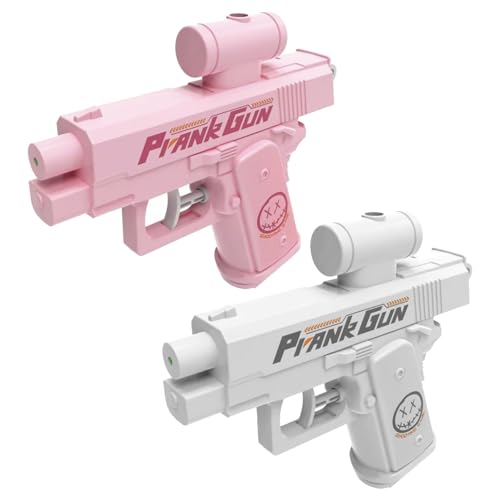 HTIKH Prank Two-Way Water Gun, Prank Squirt Gun, Reverse Water Guns, Creative Pranks Battle Toy Waters Guns Fight (Pink+White) von HTIKH
