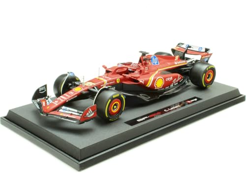 Bburago Formel 1 Ferrari SF-24 Imola-Version (2024): Modellauto im Maßstab 1:18, mit Fahrer #16 Leclerc, Window Box, 34,6 cm, rot (18-16815L) von HTLNUZD