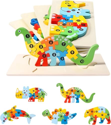 HTRTRR 5 Packungen Holzpuzzle für Kleinkinder, Montessori Holzpuzzle, Montessori Spielzeug für 2+ Jahre, pädagogisches Holzpuzzle Spielzeug, Jungen und Mädchen HTRTRR 5 Packungen Holzpuzzle für Kleinkinder, Montessori Holzpuzzle, Montessori Spielzeug für 2+ Jahre, pädagogisches Holzpuzzle Spielzeug, Jungen und Mädchen von HTRTRR