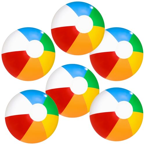 HTTDSLF 6 Stück Wasserball Aufblasbar 22cm Bunt Strandball Inflatable Beach Ball Klein, Wasserbälle Aufblasbare für Kinder Beach, WWasserball Kinder und Erwachsene Sommer-Pool-Party-Spielzeug von HTTDSLF