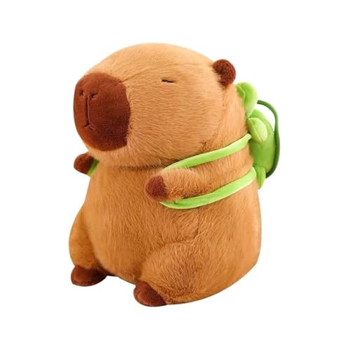HTTDSLF Capybara Kuscheltier, Capybara Plüschtier, Wasserschwein Kuscheltier mit Schildkrötenrucksack, Super Weiche PlüSchtier, Plushie Stofftier Geschenk für Kinder Jungen Mädchen, 23CM von HTTDSLF