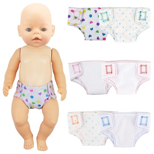 HTTDSLF Puppenwindeln, 6er-Pack Puppenzubehör Windel, Windeln für Baby Puppen, 30-43 cm Babypuppen Windeln, wiederverwendbar für mehrere Zwecke HTTDSLF Puppenwindeln, 6er-Pack Puppenzubehör Windel, Windeln für Baby Puppen, 30-43 cm Babypuppen Windeln, wiederverwendbar für mehrere Zwecke von HTTDSLF