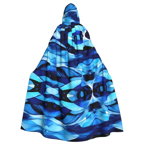 Abstrakter blauer Druck, mit Kapuze, Umhang für Damen und Herren, für Karneval, Cosplay, Partys Abstrakter blauer Druck, mit Kapuze, Umhang für Damen und Herren, für Karneval, Cosplay, Partys von HTTUP