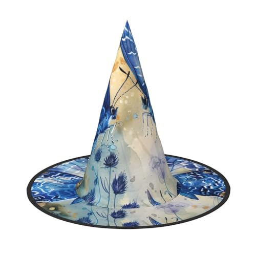 Blaue Schmetterlinge Druck Karneval Halloween Hexenhut Kostüm Zubehör Faltbare Kappe Party Maskerade Dekor Blaue Schmetterlinge Druck Karneval Halloween Hexenhut Kostüm Zubehör Faltbare Kappe Party Maskerade Dekor von HTTUP