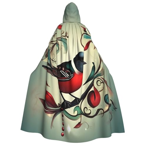 Blaugrüne Vögel mit Musiknoten-Druck, mit Kapuze, Unisex, für Erwachsene, Umhang, Halloween, Weihnachten, Karneval, Mottopartys, Cosplay, Kostüm Blaugrüne Vögel mit Musiknoten-Druck, mit Kapuze, Unisex, für Erwachsene, Umhang, Halloween, Weihnachten, Karneval, Mottopartys, Cosplay, Kostüm von HTTUP