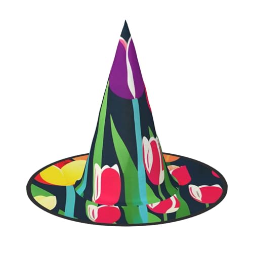Bunte Tulpen Druck Karneval Halloween Hexenhut Kostüm Zubehör Faltbare Kappe Party Maskerade Dekor Bunte Tulpen Druck Karneval Halloween Hexenhut Kostüm Zubehör Faltbare Kappe Party Maskerade Dekor von HTTUP