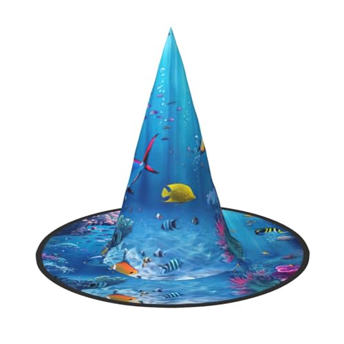 Bunter Ozean-Themen-Druck, Karneval, Halloween, Hexenhut, Kostüm, Zubehör, faltbare Kappe, Party, Maskerade, Dekoration, Schwarz, 1 Bunter Ozean-Themen-Druck, Karneval, Halloween, Hexenhut, Kostüm, Zubehör, faltbare Kappe, Party, Maskerade, Dekoration, Schwarz, 1 von HTTUP