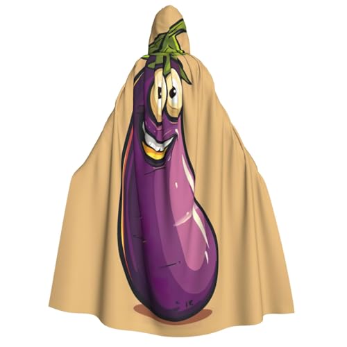 Cartoon-Auberginen-Druck, mit Kapuze, Unisex, für Erwachsene, Umhang, Halloween, Weihnachten, Karneval, Mottopartys, Cosplay, Kostüm von HTTUP