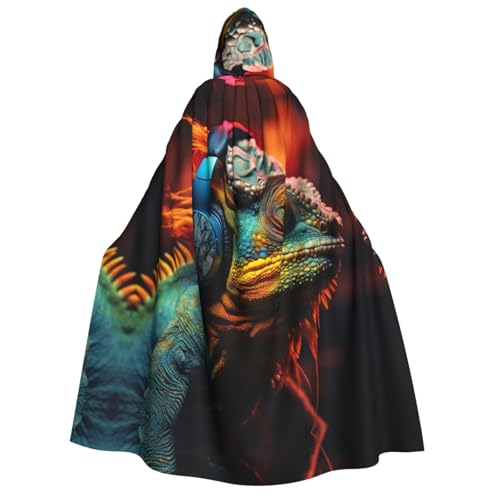 Chamäleon Listen Music Print Hooded Unisex Erwachsene Umhang Halloween Weihnachten Karneval Mottopartys Cosplay Kostüm Chamäleon Listen Music Print Hooded Unisex Erwachsene Umhang Halloween Weihnachten Karneval Mottopartys Cosplay Kostüm von HTTUP
