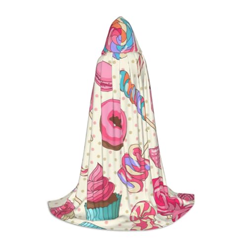 Farbenfroher süßer Lutscher-Cupcake-Donut-Druck, Urlaub, Party, Kapuzenumhang für Halloween, Dekoration, Karneval, Geschenke, Cosplay, Mottopartys Farbenfroher süßer Lutscher-Cupcake-Donut-Druck, Urlaub, Party, Kapuzenumhang für Halloween, Dekoration, Karneval, Geschenke, Cosplay, Mottopartys von HTTUP