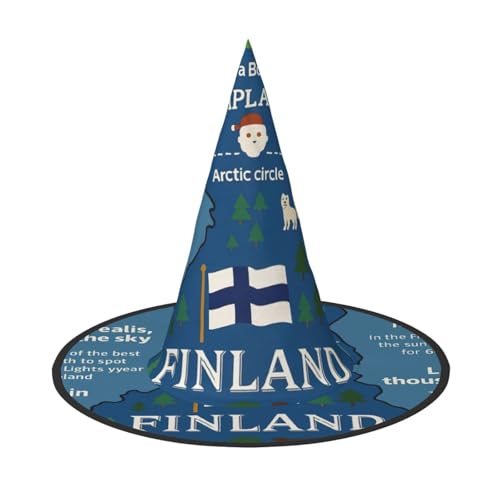 Finnland Karte mit verschiedenen Feat Print Karneval Halloween Hexenhut Kostüm Zubehör Faltbare Kappe Party Maskerade Dekor Finnland Karte mit verschiedenen Feat Print Karneval Halloween Hexenhut Kostüm Zubehör Faltbare Kappe Party Maskerade Dekor von HTTUP