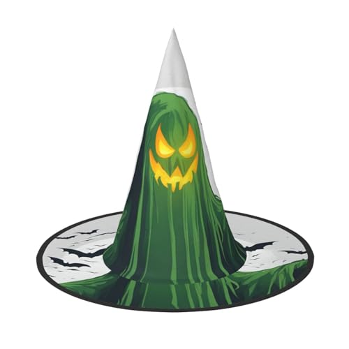Grüner Geist Horror Halloween Kürbis Druck Karneval Halloween Hexenhut Kostüm Zubehör Faltbare Kappe Party Maskerade Dekor von HTTUP