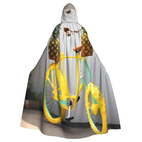 HTTUP Ananas-Fahrradaufdruck, Erwachsene, passend für Halloween, Ganzkörperumhang, Unisex, mittelalterliches Cosplay-Kostüm von HTTUP