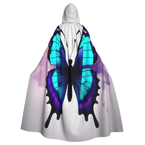 HTTUP Blau-violetter Schmetterlings-Druck, Erwachsene, passend für Halloween, Ganzkörperumhang, Unisex, Mittelalter-Kostüm, Cosplay-Kostüm HTTUP Blau-violetter Schmetterlings-Druck, Erwachsene, passend für Halloween, Ganzkörperumhang, Unisex, Mittelalter-Kostüm, Cosplay-Kostüm von HTTUP