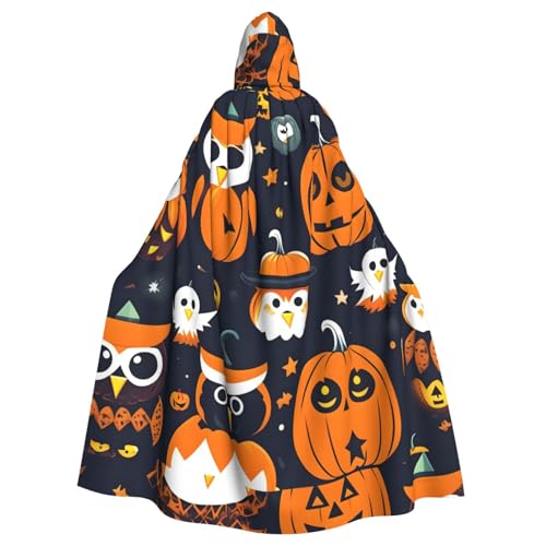 HTTUP Halloween-Eulen-Geister-Kürbis-Druck, Erwachsene, passend für Halloween, Ganzkörperumhang, Unisex, mittelalterliches Cosplay-Kostüm von HTTUP