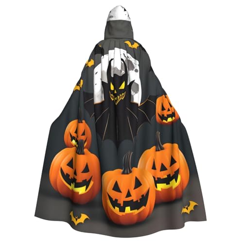 HTTUP Halloween-Mond-Fledermaus-Kürbis-Druck, Erwachsene, passend für Halloween, Ganzkörperumhang, Unisex, mittelalterliches Cosplay-Kostüm HTTUP Halloween-Mond-Fledermaus-Kürbis-Druck, Erwachsene, passend für Halloween, Ganzkörperumhang, Unisex, mittelalterliches Cosplay-Kostüm von HTTUP